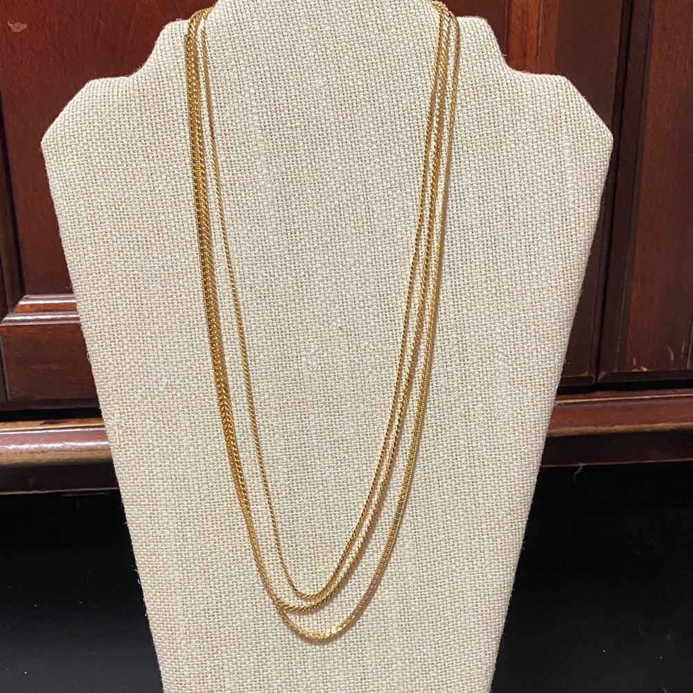 Vintage three strand Gold chain Layered Necklace